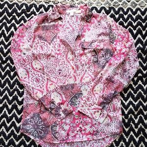 New York & Company Sheer Paisley Blouse XS